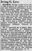 Irving G. Love - Obituary