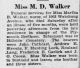 Martha D. Walker - Obituary