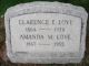 Clarence E. Love, Amanda Burnham - Headstone